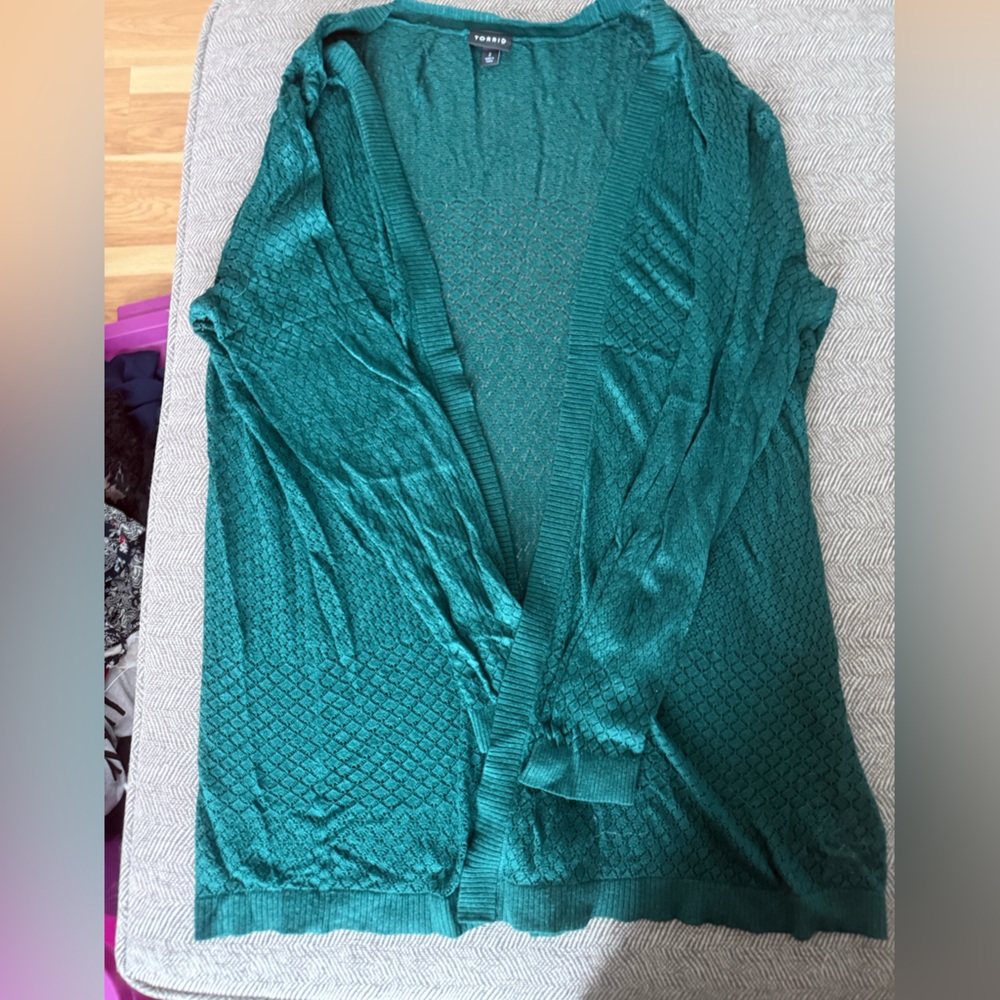 Torrid Teal Textured Cardigan
